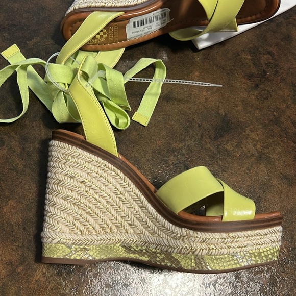 Vince Camuto Farrah platform espadrille green leather Strappy wedge sandal shoe - Picture 3 of 12